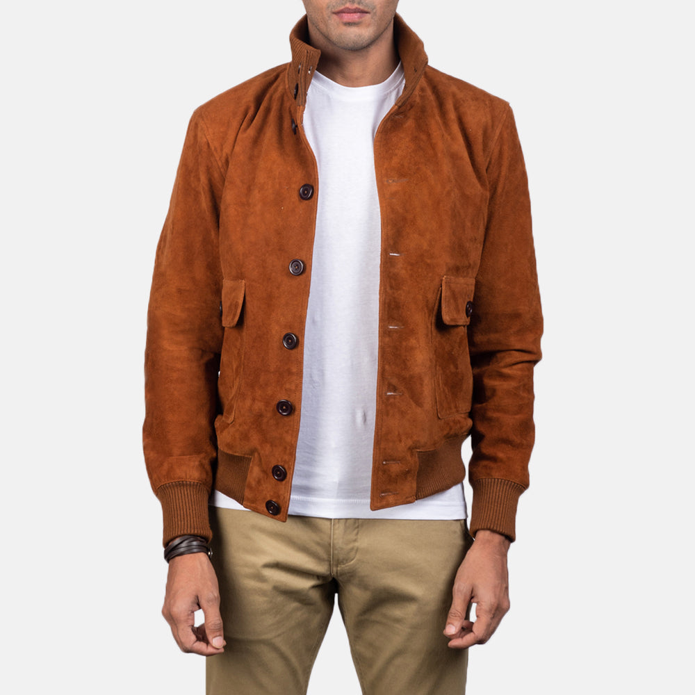 Suede leather bomber jacket mens sale