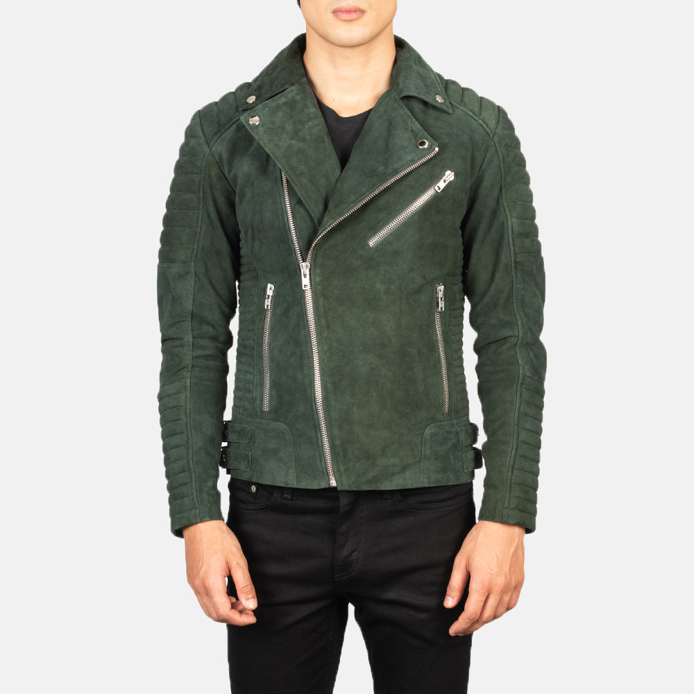 Suede biker jacket grey outlet