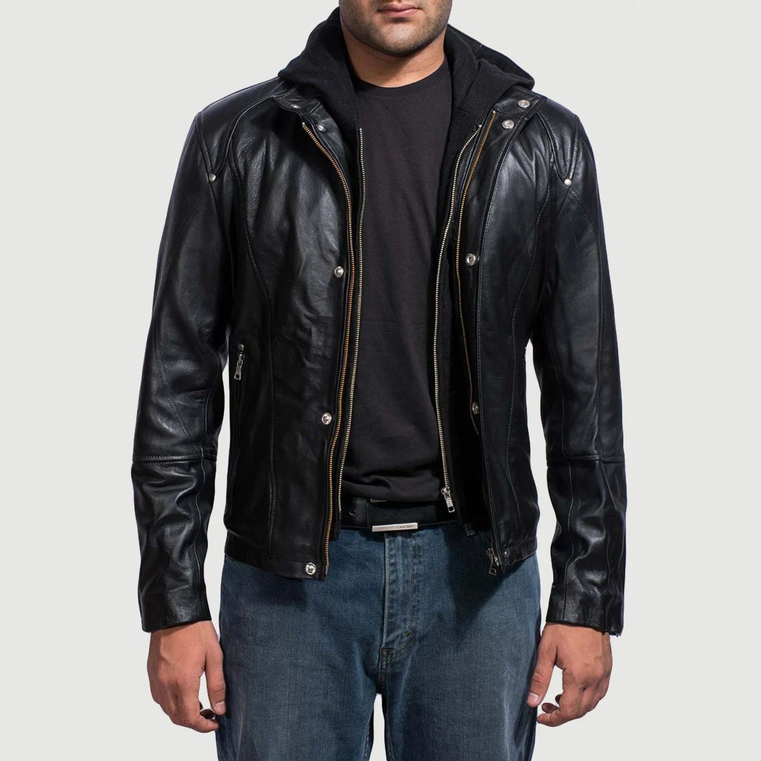 Men s Hooded Leather Jackets Buy Hooded Leather Jackets For Men in UAE The Jacket Maker