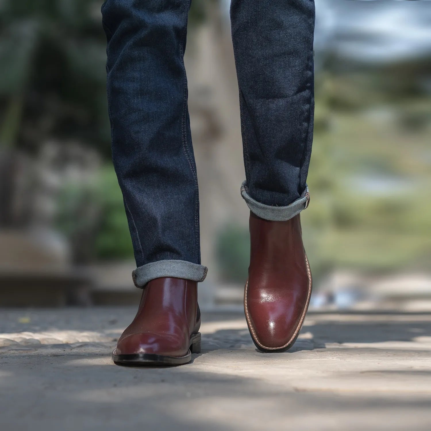 Men s Clarkson Chelsea Maroon Leather Boots The Jacket Maker