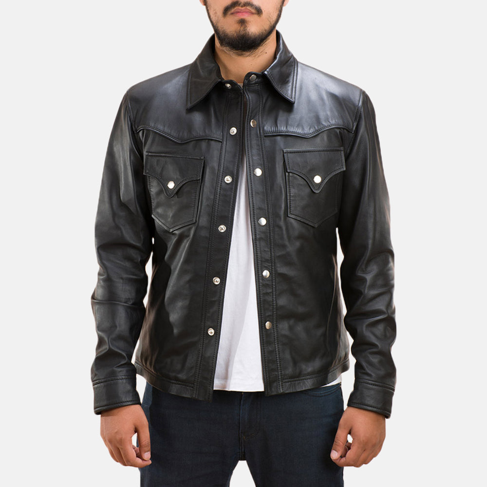 Men's Ranchson Black Leather Shirt – The Jacket Maker